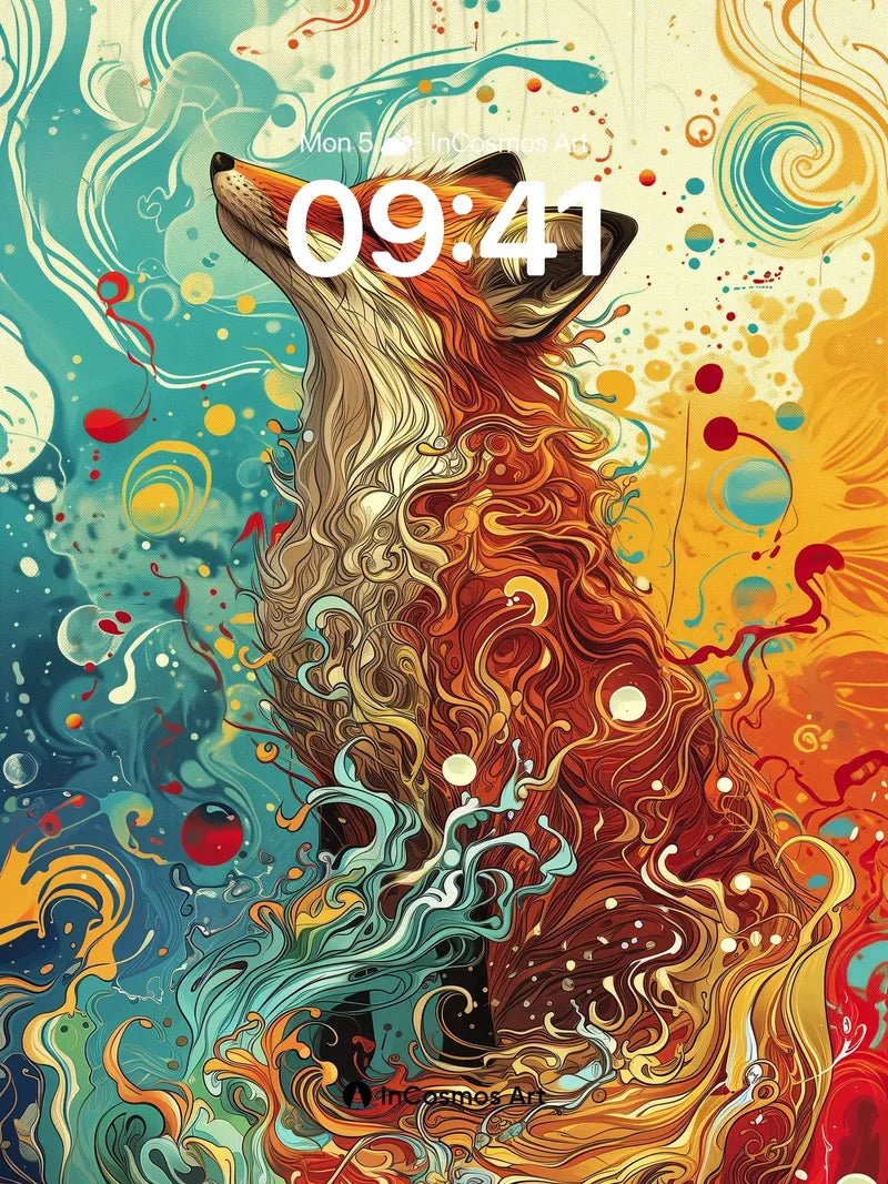 Whirlwind Fox Wallpaper with Cosmic Fur