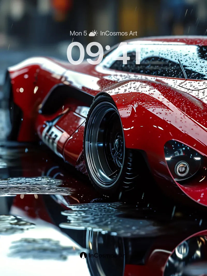 Rain-Slicked Velocity Wallpaper with Reflective Depth