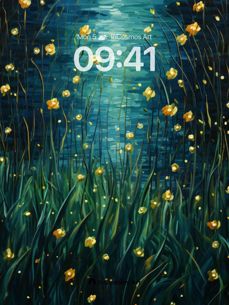 Luminous Depths Wallpaper with Floating Blossoms