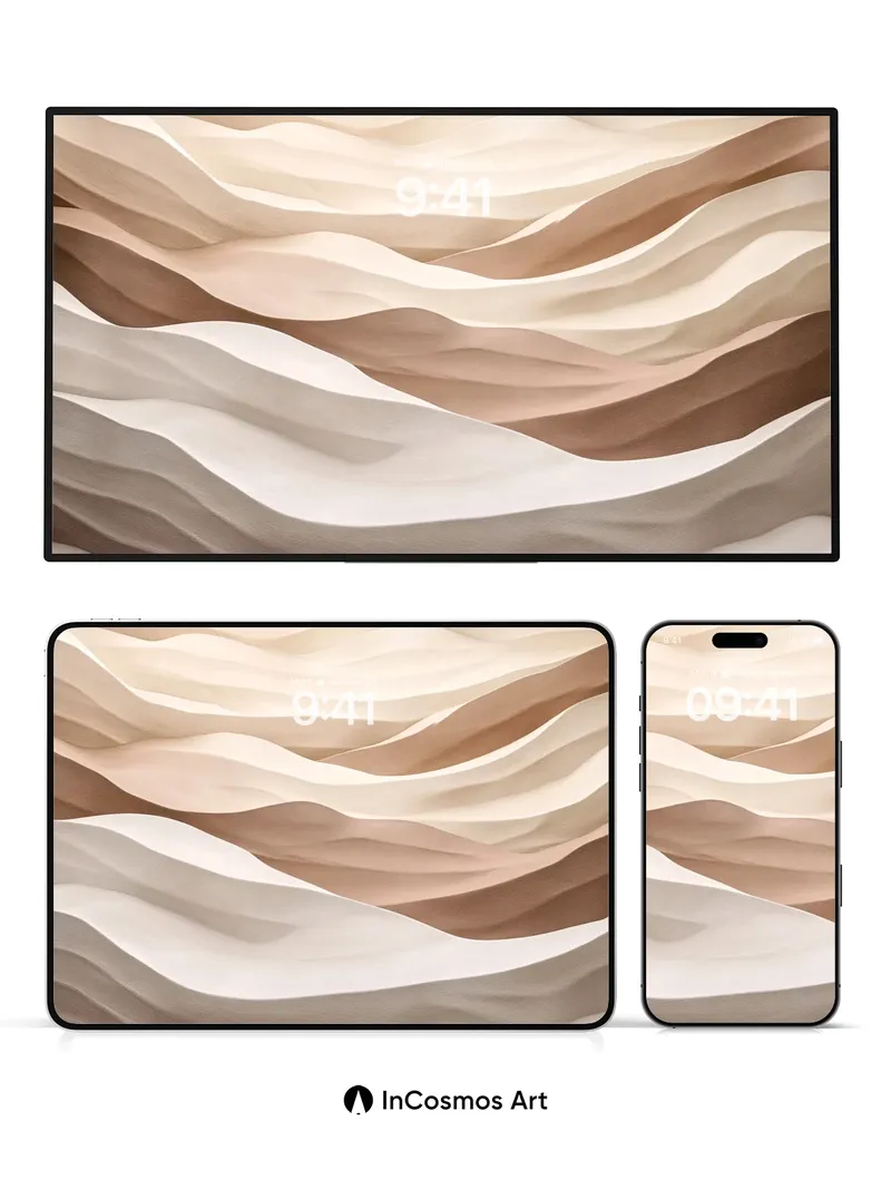 Sculpted Sand Dune Wallpaper with Soft Light Flow