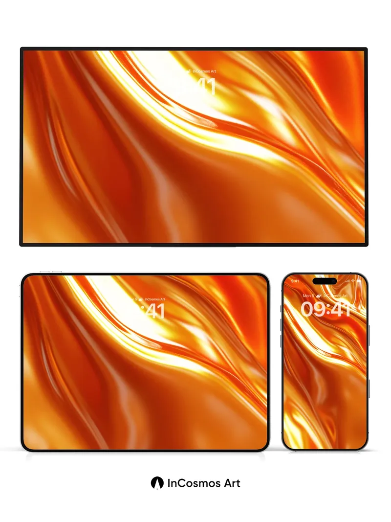 Golden Lava Flow Wallpaper with Liquid Light