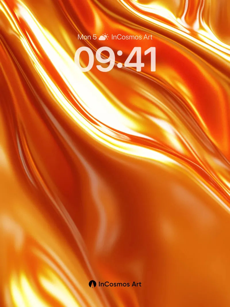 Golden Lava Flow Wallpaper with Liquid Light