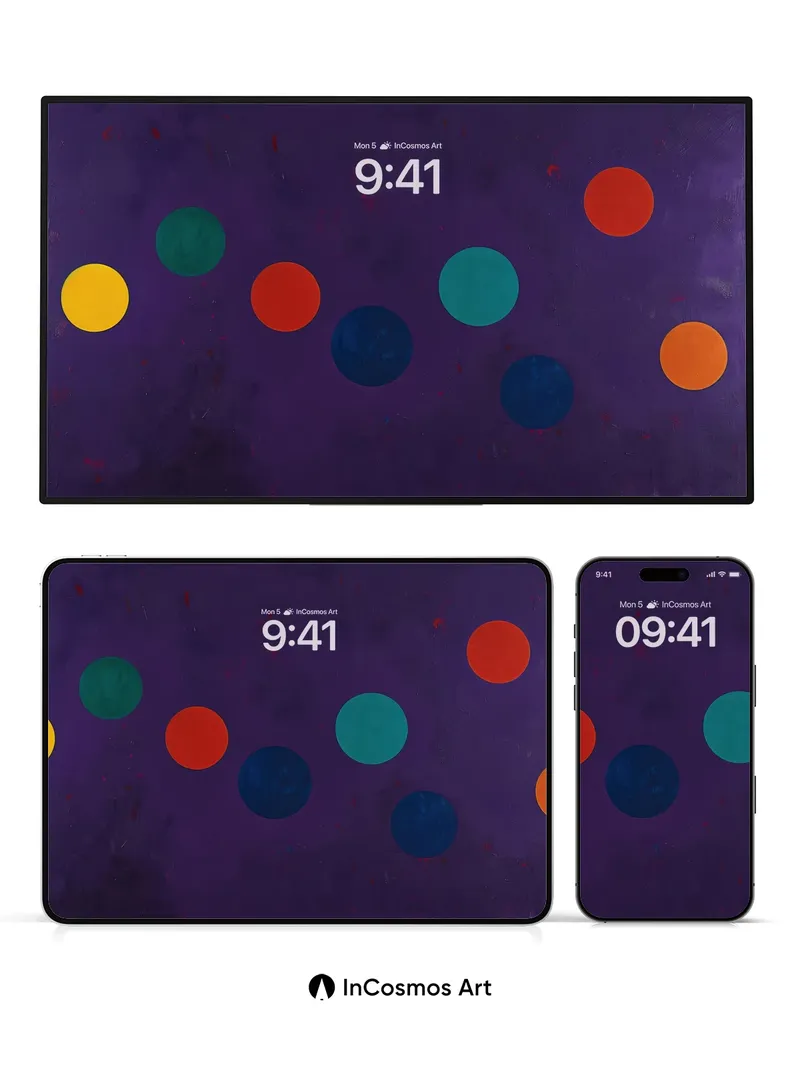 Cosmic Dot Wallpaper with Floating Color Fields