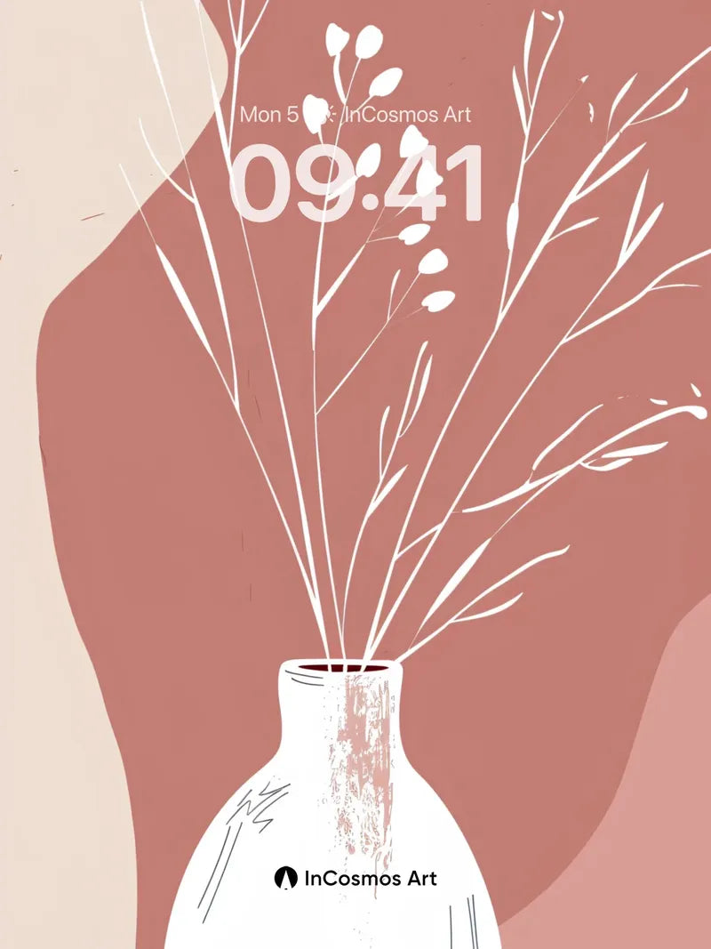 Serene Silhouette Wallpaper with Dried Botanicals