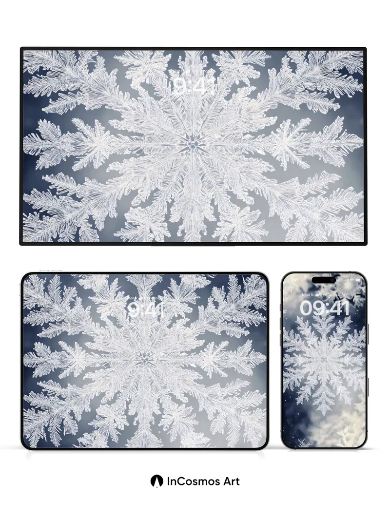 Frost Whisper Wallpaper with Crystal Geometry