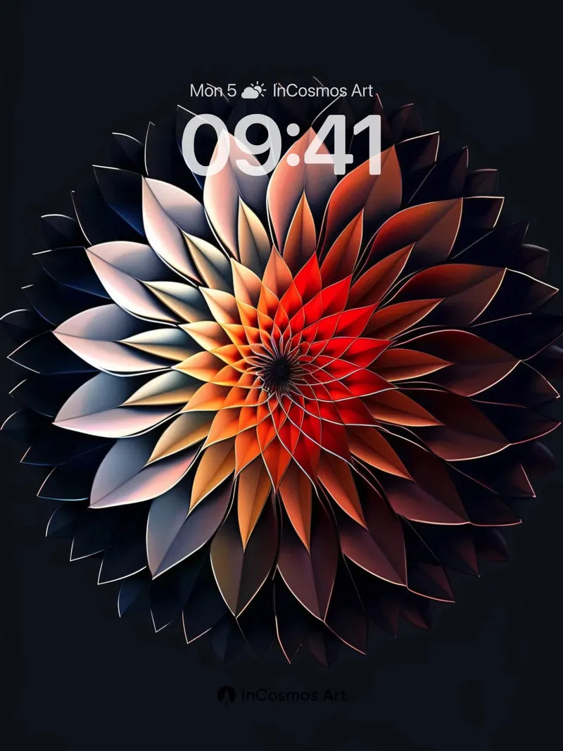 Fiery Spiral Wallpaper with Obsidian Petals