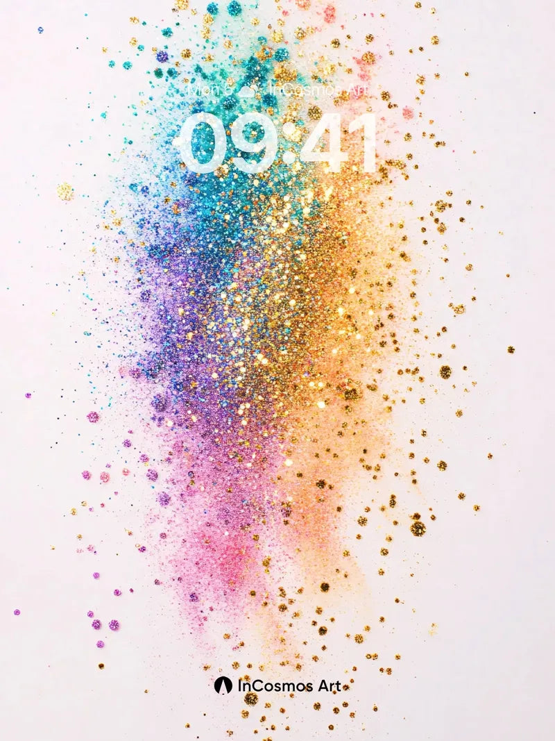 Luminous Cascade Wallpaper with Sparkling Particles