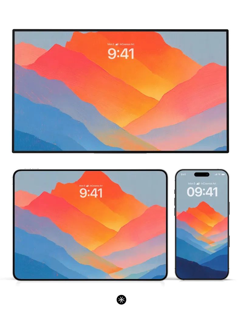 Amber Haze Mountain Wallpaper with Gradient Layers