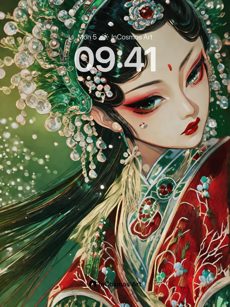 Emerald Reverie Wallpaper with Pearl-Adorned Crown wallpaper for iPhone, iPad & Mac