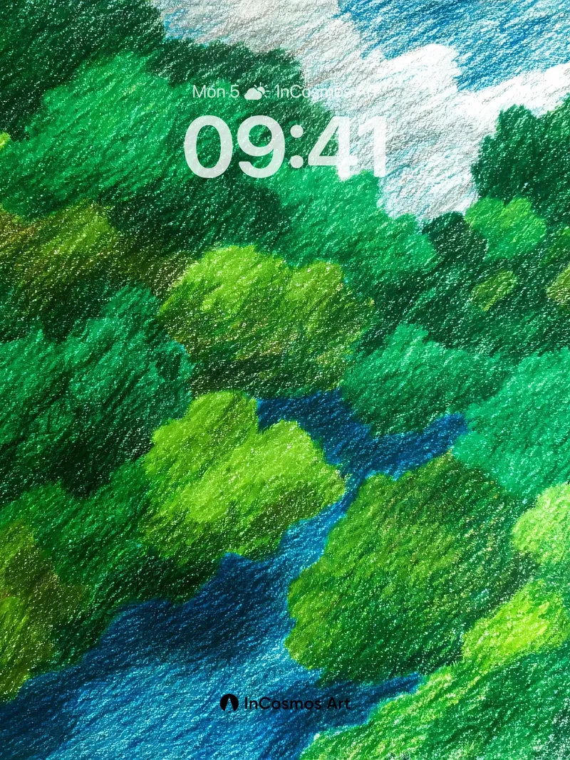 Emerald Veil Wallpaper with Whispering Stream wallpaper for iPhone, iPad & Mac