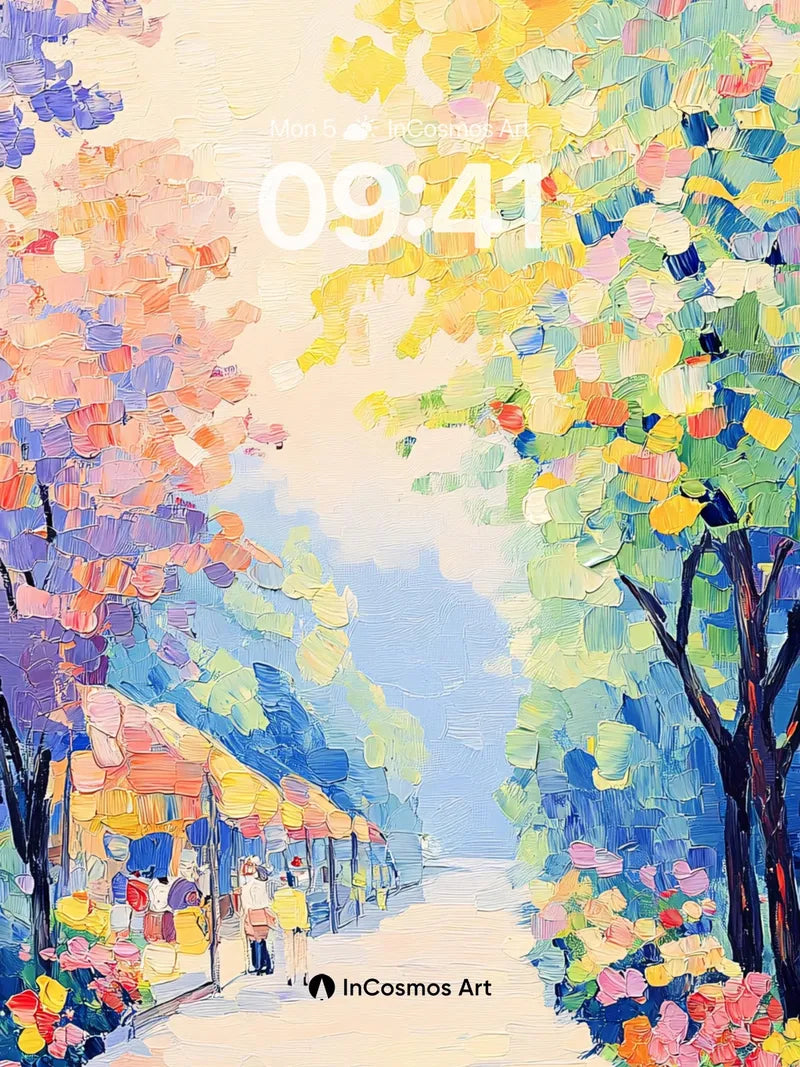 Luminous Pathway Wallpaper with Impressionist Canopy