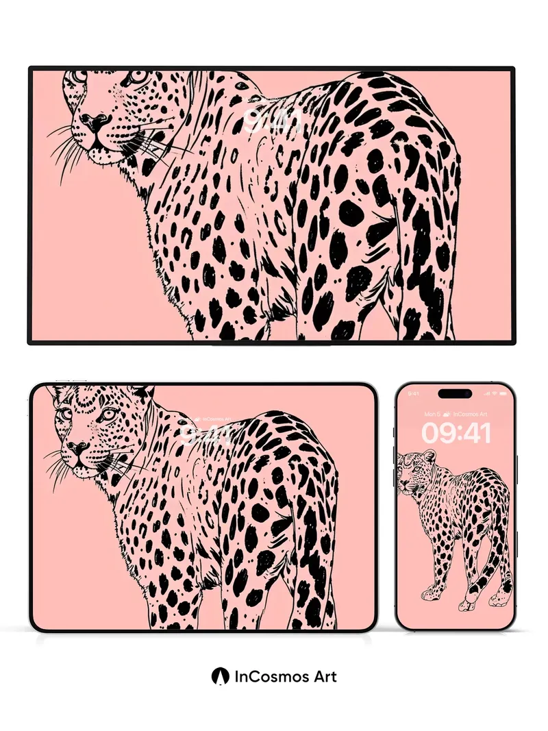 Coral Mirage Wallpaper with Leopard Lines