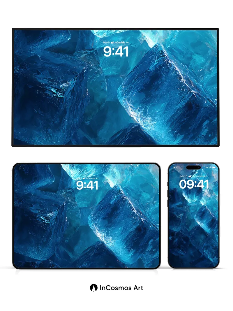 Cryo Luminescence Wallpaper with Fractal Ice