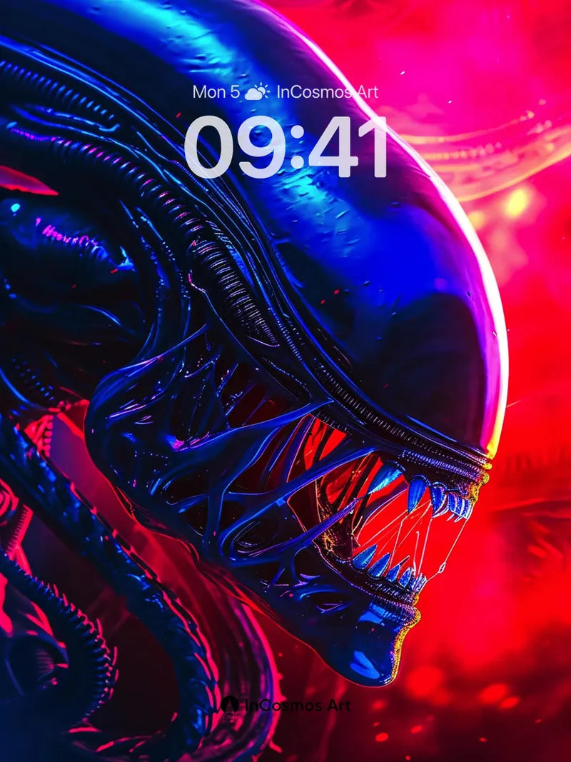 Neon Nightmare Wallpaper with Bioluminescent Skin