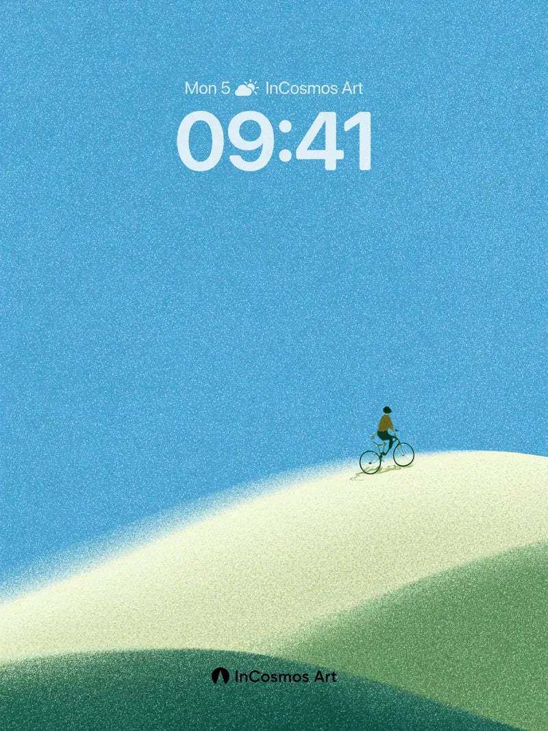 Serenity Ridge Wallpaper with Cyclist Silhouette wallpaper for iPhone, iPad & Mac