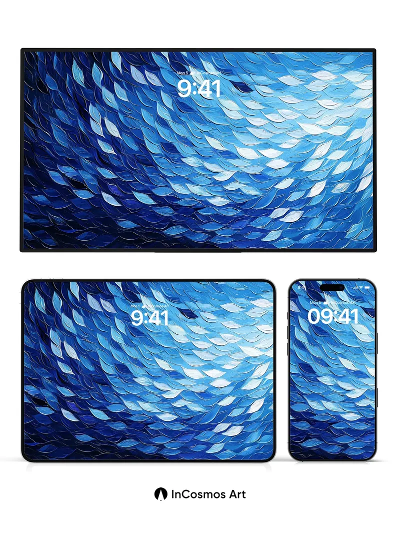 Cobalt Wave Wallpaper with Living Scales