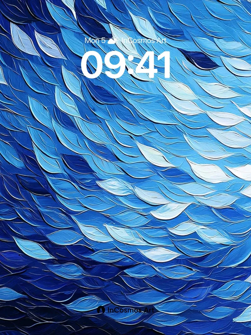 Cobalt Wave Wallpaper with Living Scales