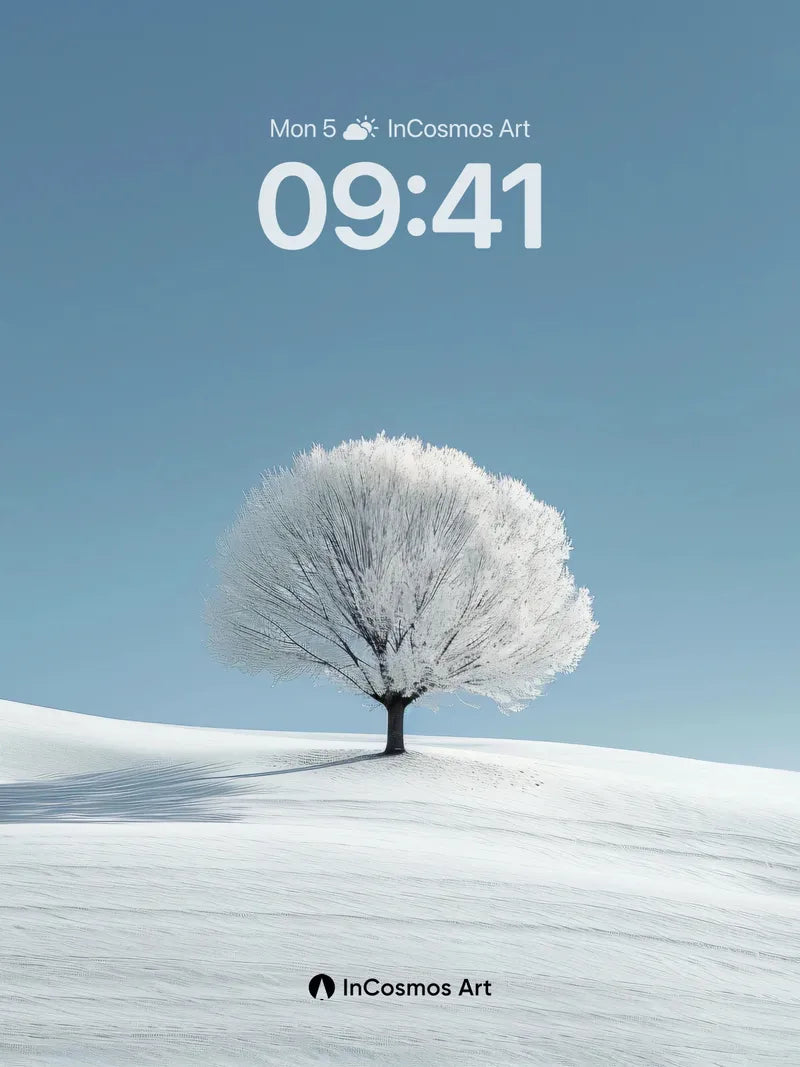 Serenity Frost Wallpaper with Solitary Tree