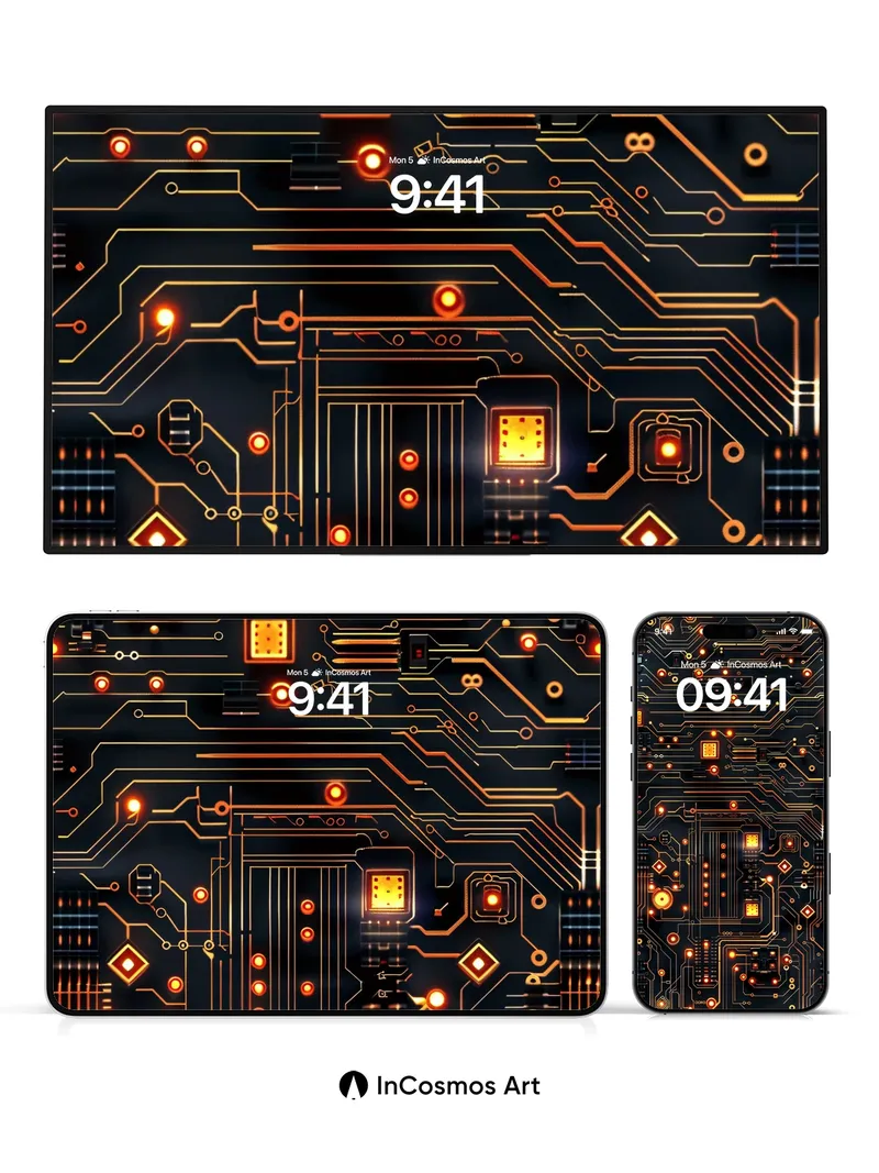 Circuit Pulse Wallpaper with Living Light