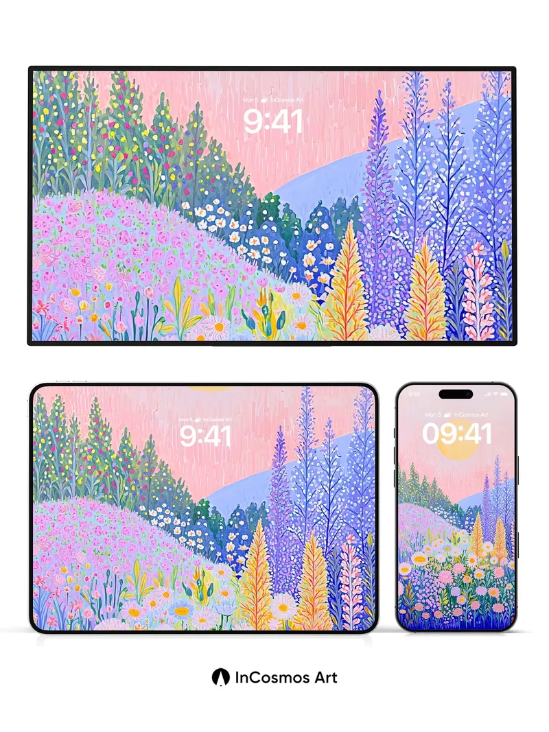 Luminous Meadow Wallpaper with Sunlit Petals