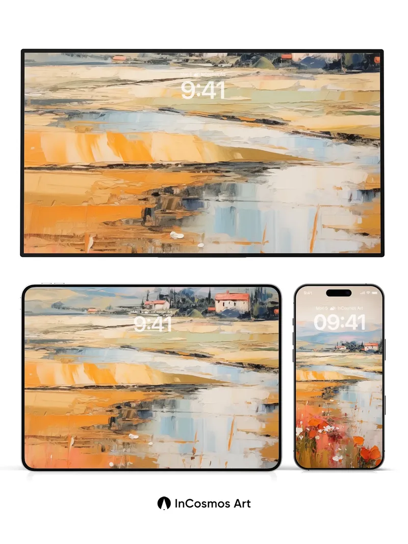 Golden Field Mirage Wallpaper with Poppy Whispers