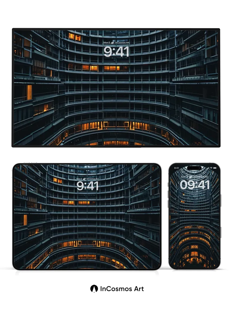 Circadian Hollow Wallpaper with Glowing Corridors