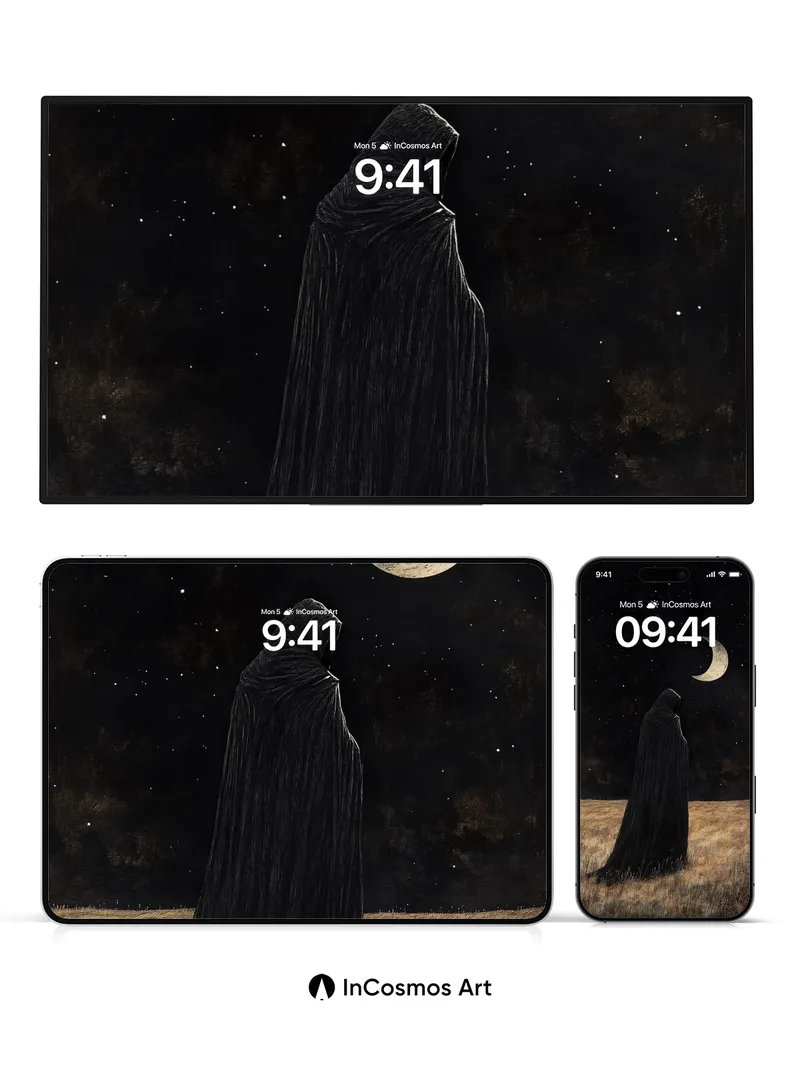 Silent Watcher Wallpaper with Moonlit Veil