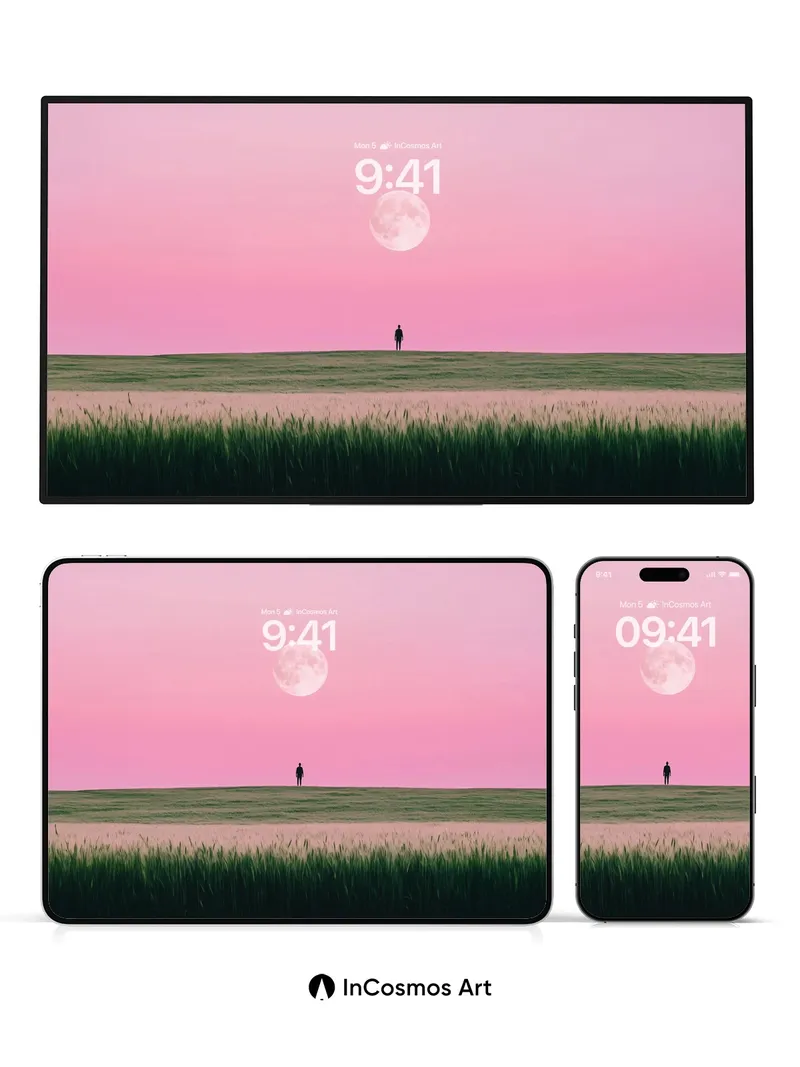 Serenity Moonrise Wallpaper with Solitary Figure