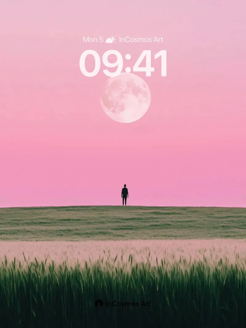 Serenity Moonrise Wallpaper with Solitary Figure