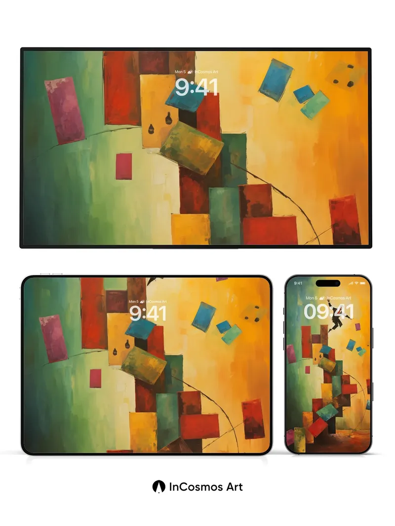 Falling Through Color Wallpaper with Cubist Edge