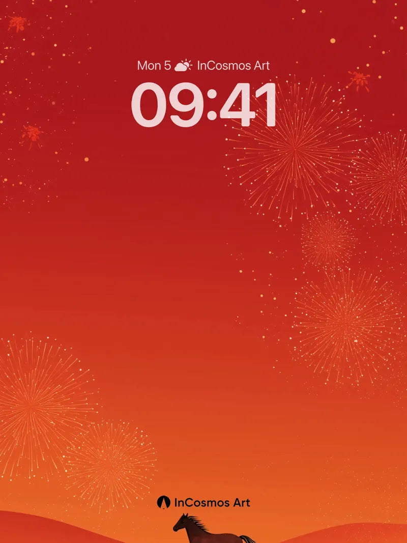 Crimson Horizon Wallpaper with Firework Silhouettes