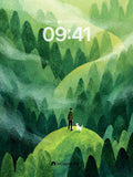 Whispering Pines Wallpaper with Solitary Figures