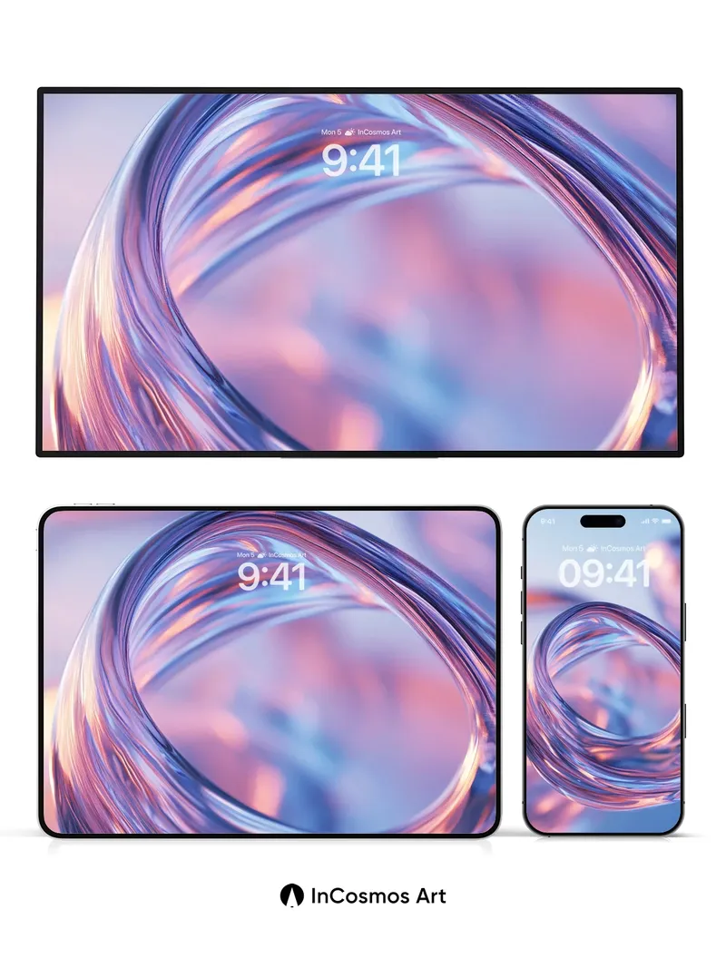 Luminous Glass Coil Wallpaper with Ethereal Glow