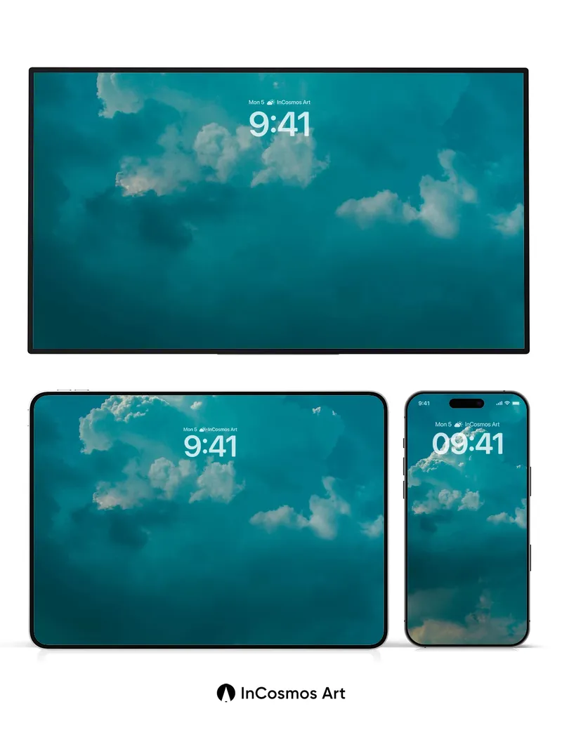 Turquoise Tempest Wallpaper with Cloud Sculptures