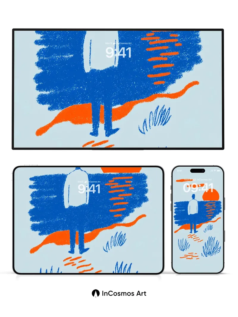 Serenity Horizon Wallpaper with Sunlit Silhouette