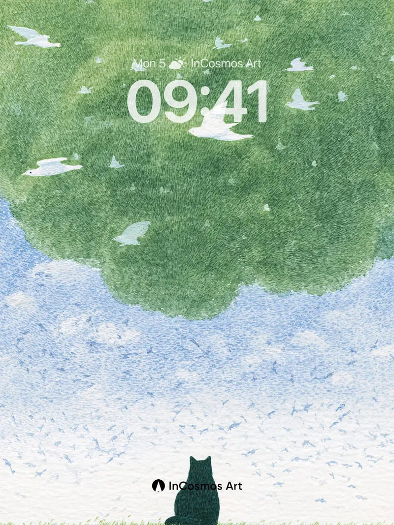 Serenity Skyline Wallpaper with Floating Canopy