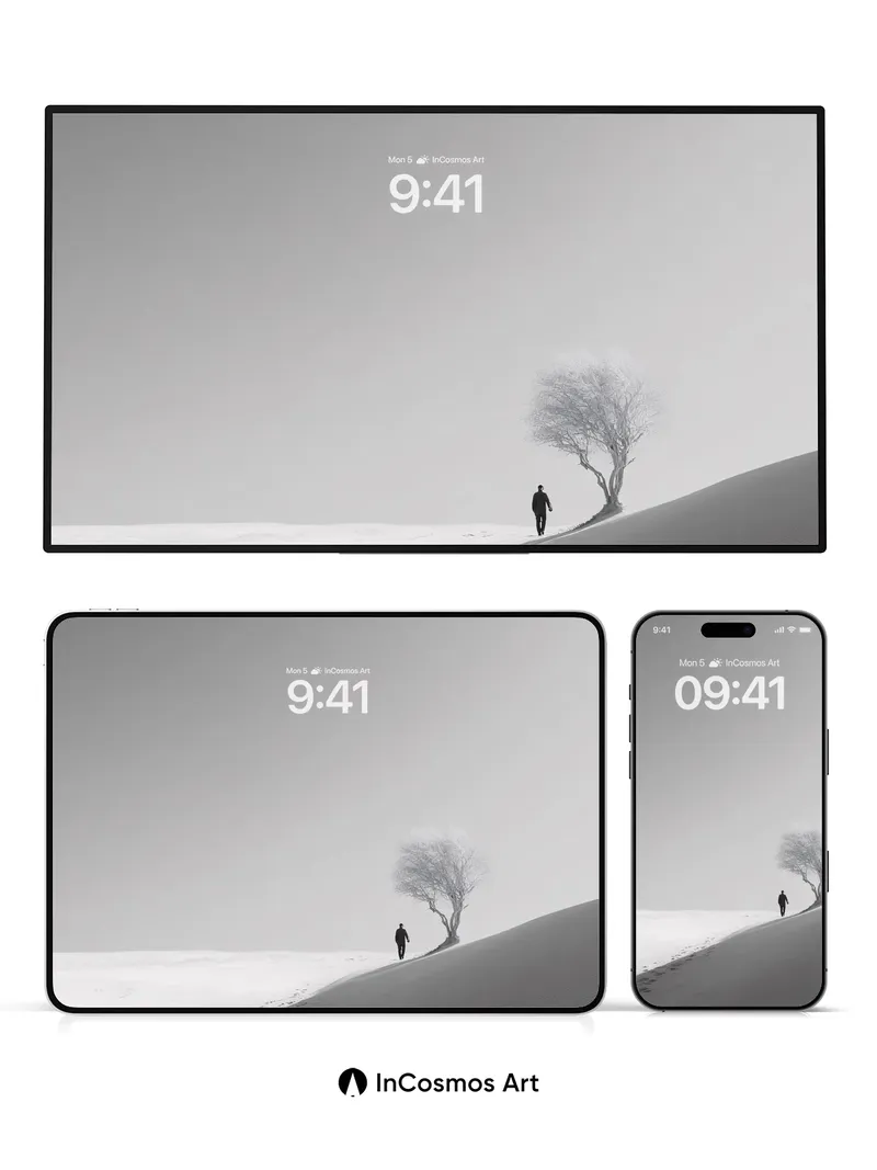 Solitary Snowdrift Wallpaper with Silent Tree