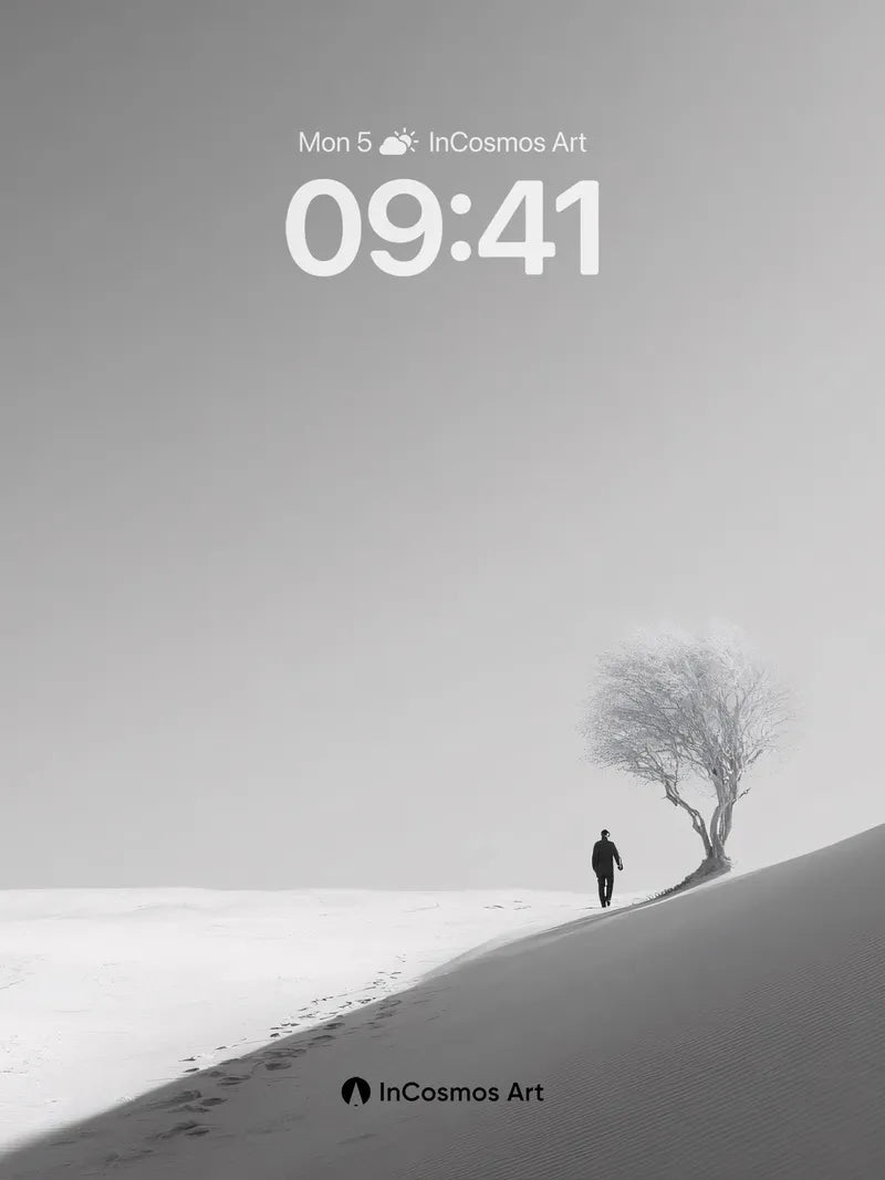 Solitary Snowdrift Wallpaper with Silent Tree
