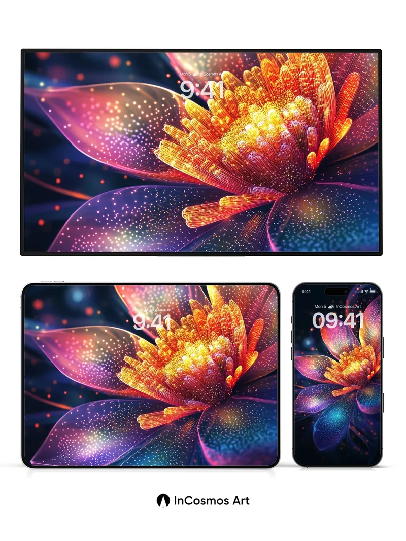 Luminous Petal Wallpaper with Cosmic Dust