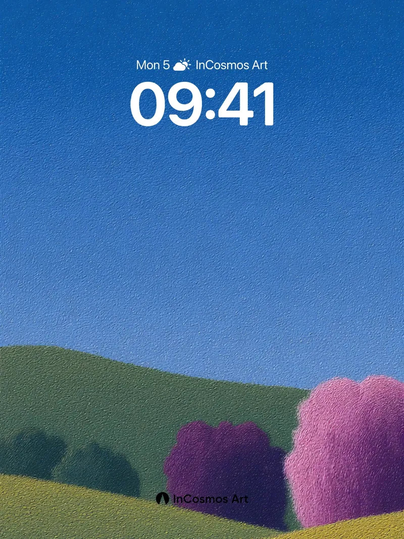 Serenity Hillside Wallpaper with Velvet Trees