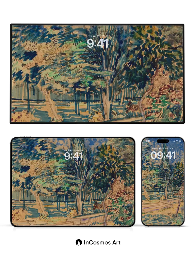 Sunlit Grove Wallpaper with Cypress Whispers