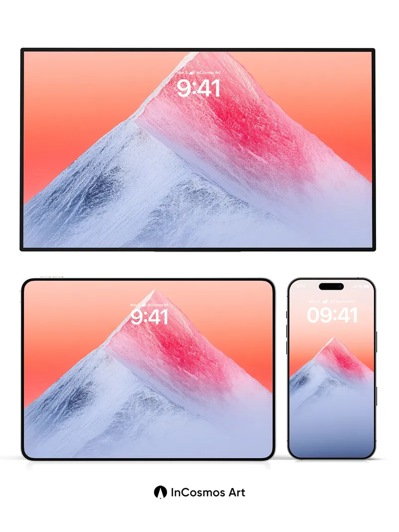 Crimson Summit Wallpaper with Frost-etched Peaks