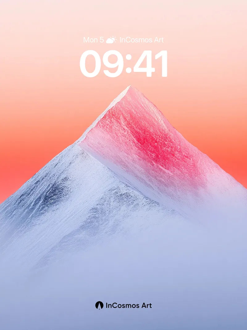 Crimson Summit Wallpaper with Frost-etched Peaks