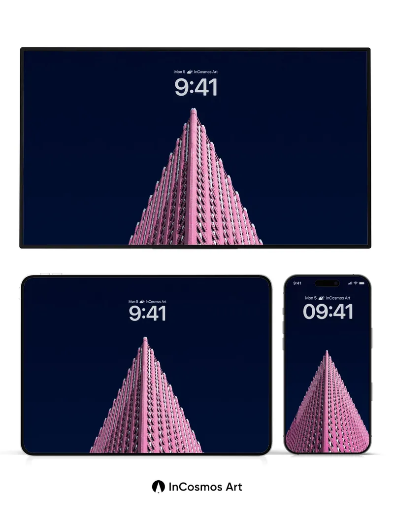 Neon Spire Wallpaper with Geometric Pulse