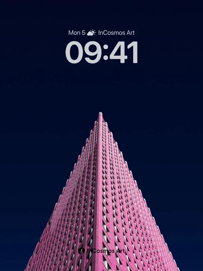 Neon Spire Wallpaper with Geometric Pulse