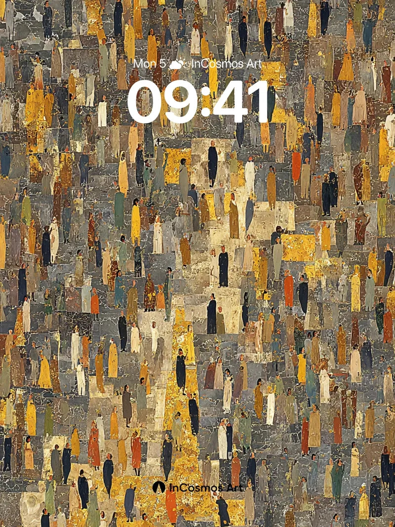 Golden Crowd Wallpaper with Mosaic Souls wallpaper for iPhone, iPad & Mac