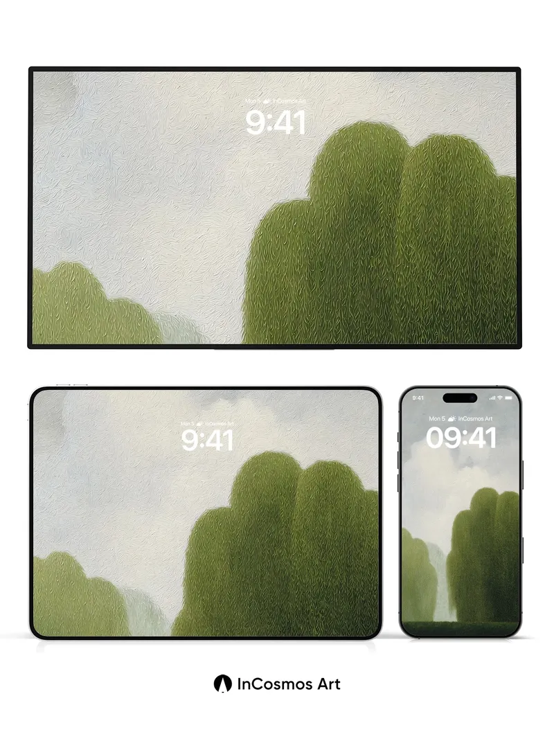 Whispering Canopy Wallpaper with Mist-Bleached Light