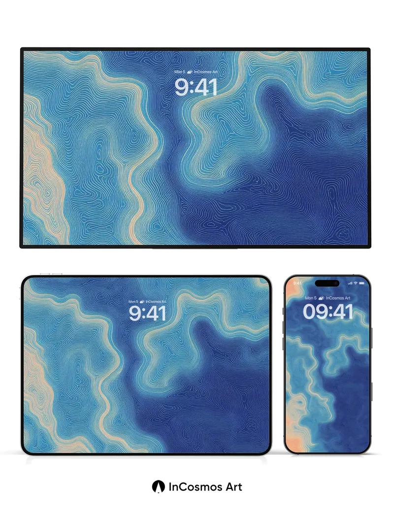 Sapphire Drift Wallpaper with Whispering Contours