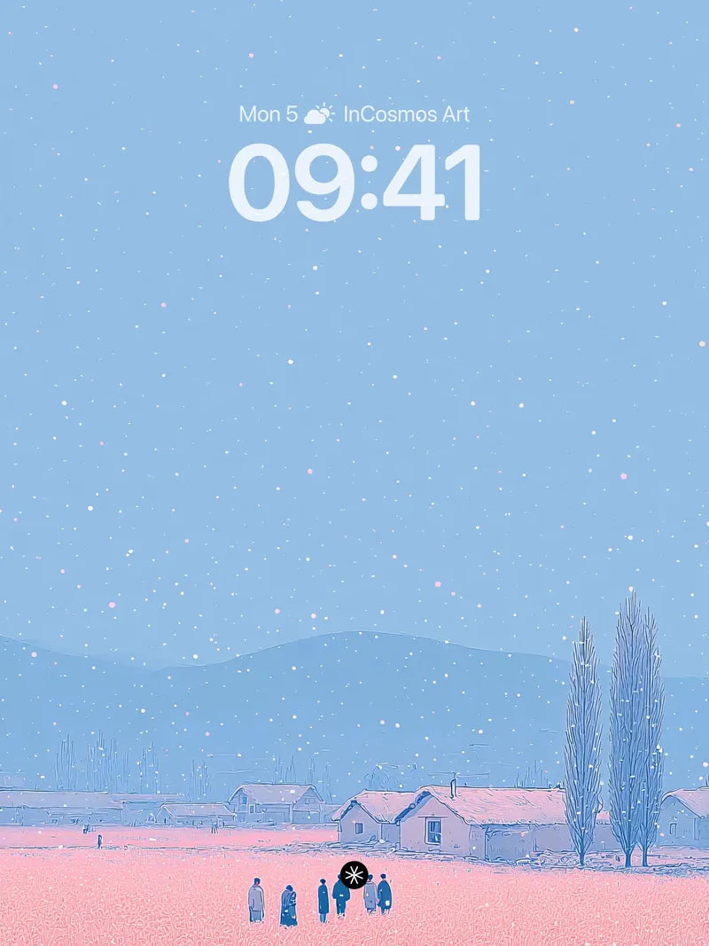 Quiet Winter Village Walk Background Wallpaper Aesthetic wallpaper for iPhone, iPad & Mac