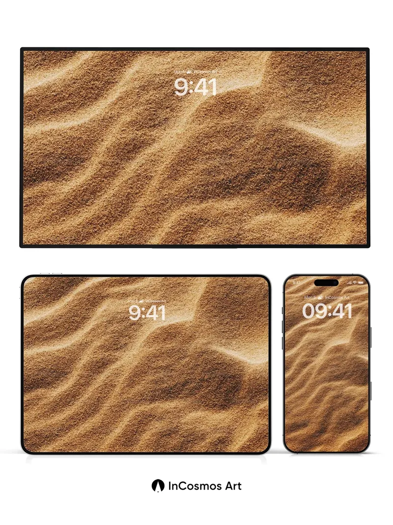 Golden Dune Wallpaper with Wind-Drawn Lines